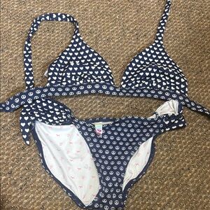 Rare vintage Victoria’s Secret pink swim 2007 Navy Heart and Peace Sign Bikini